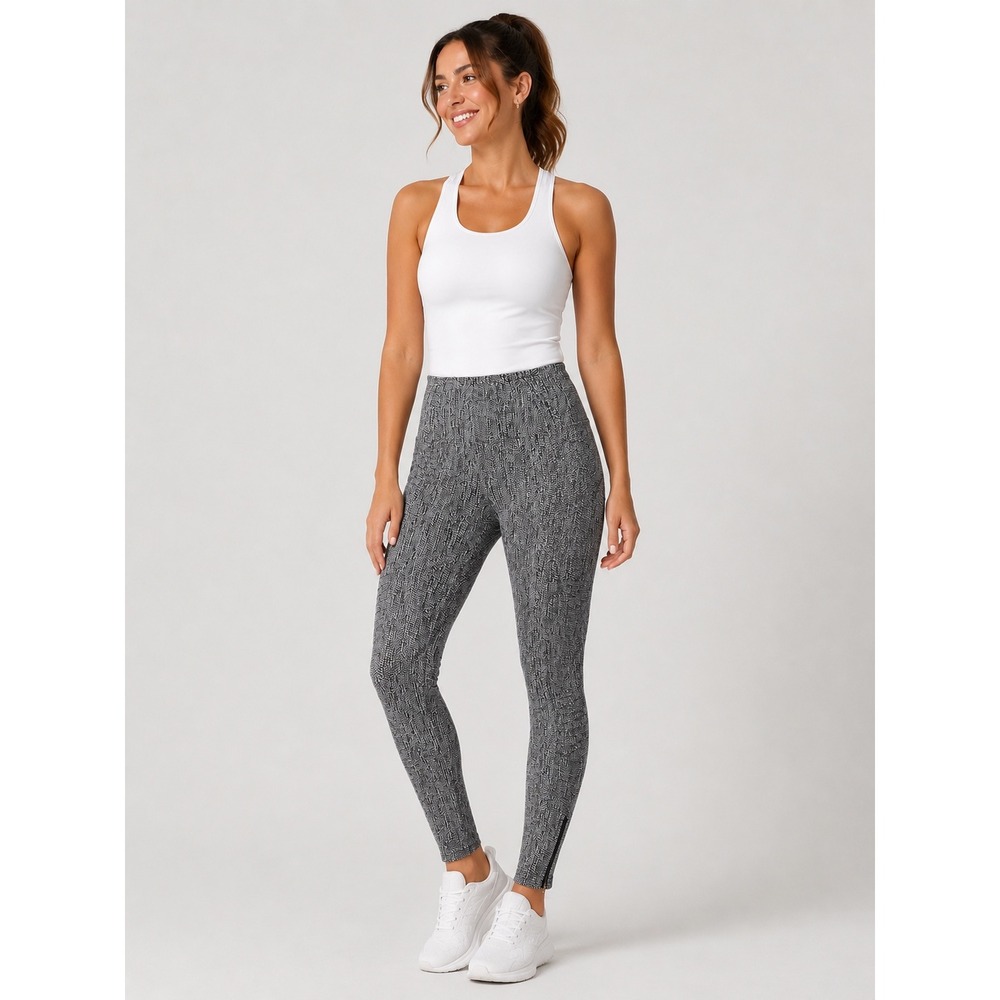 Athleta Delancey Textured Moto Tight Black White‎ Ankle Zip Leggings XS F54